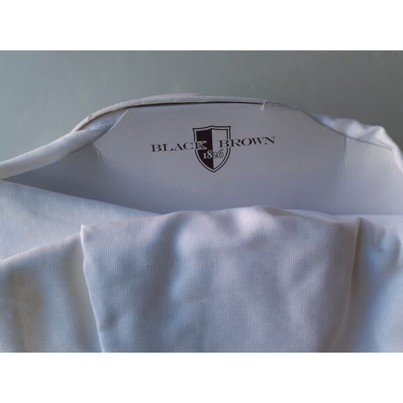 Black Brown 1826 Slim Fit Non Iron 100% Cotton White Shirt NWT Size 17 34/35 - Picture 4 of 9